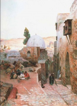 150の主題の芸術作品 Painting - エルサレムの街路 グスタフ・バウエルンファインド 東洋学者のユダヤ人